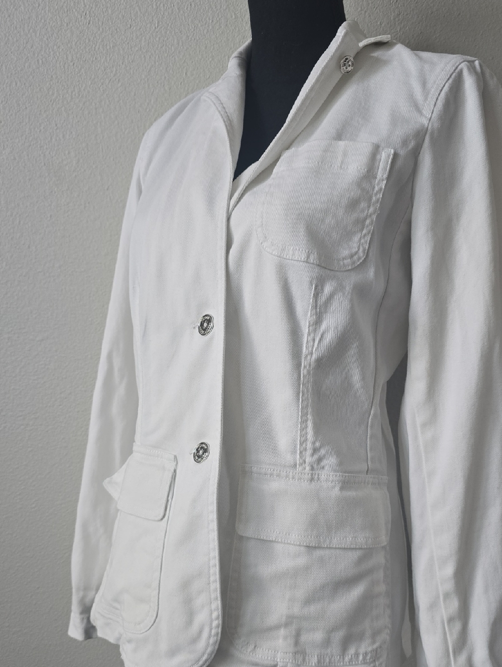 Ralph Lauren White Denim Cotton Blazer Jacket